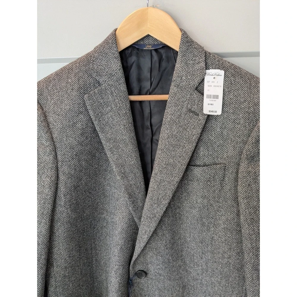 NWT Brooks Brothers 346 Fitzgerald Fit Grey Herringbone Wool Sport Coat 39R